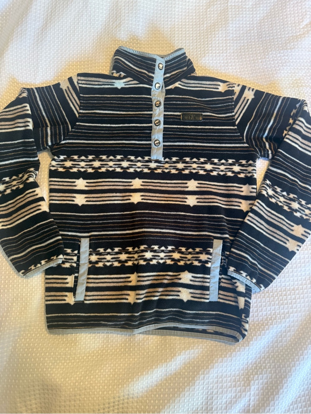 Cinch Black and Cream Patterned Snap-Front Pullover